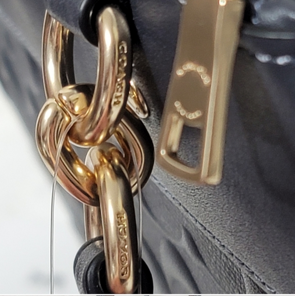 Coach Signature Leather Embossed Purse Bag 3in1 Covertable Designer Satchel - Picture 7 of 12
